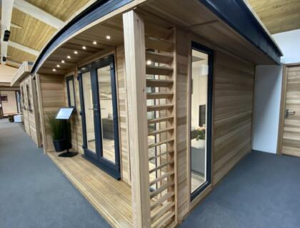 Slatted Cedar Screen (on open end of overhang - in addition to supporting fixed screen)